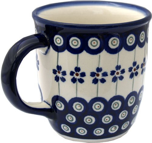 Polish Pottery Mug 12 Oz  From Zaklady Ceramiczne Boleslawiec 1105166a Floral Peacock Pattern Capacity 12 Oz