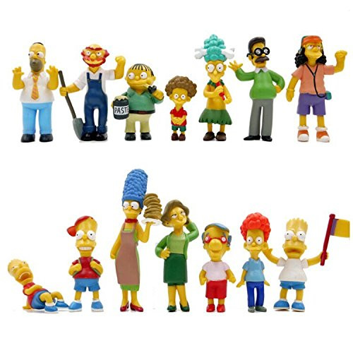 The Simpsons 14 Piece Figure Set Featuring Homer Simpson Bart Simpson Ned Flanders Marge Simpson Milhouse Rod Flanders Todd Flanders Otto Mann Ralph Wiggum Groundskeeper Willie Mrs  Krabopple and Sideshow Mel  Figures Range from 2 5  to 5