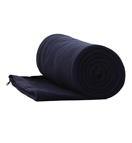 EOnfoot Fleece Sleeping Bag Liner Camping Sleeping Bag Travel Sheet with Zipper Navy Blue
