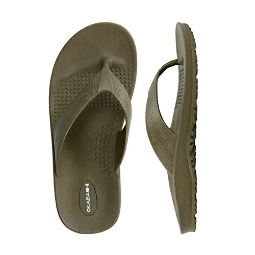 OKABASHI Men s Surf Flip Flops Green ML  Provide Arch Support  Great for Indoors Outdoors Beach Summer