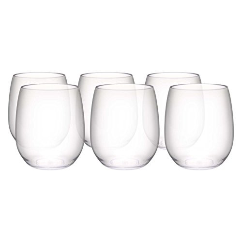 Zak Designs 6 Piece 15oz Stemless Plastic Wine Glass Set 15oz Stemless Wine