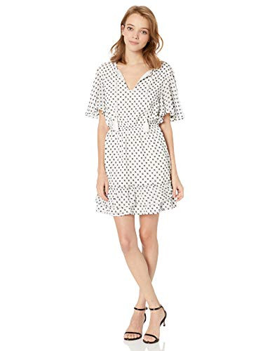 Jack by BB Dakota Junior s Contrast Swiss dot Chiffon Flutter Sleeve Dress Ivory Large