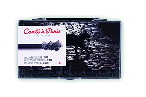 Conte à Paris 12 Count B Sketching Crayons Set Black