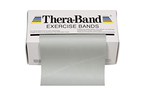 TheraBand Resistance Bands 6 Yard Roll Professional Latex Elastic Band For Upper Lower Body Core Exercise Physical Therapy Pilates Home Workouts Rehab Silver Super Heavy Advanced Level 2 TheraBand Resistance Bands 6 Yard Roll Professional Latex Elastic Band For Upper Lower Body Core Exercise Physical Therapy Pilates Home Workouts Rehab Silver Super Heavy Advanced Level 2