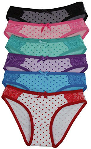 ToBeInStyle Junior Women s Pack of 6 Classic Cotton Blend Colorful Assorted Bikini Briefs