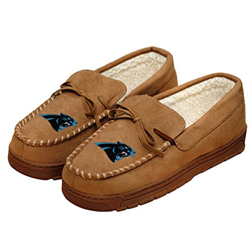 Carolina Panthers NFL Mens Team Logo Moccasin Slippers  M