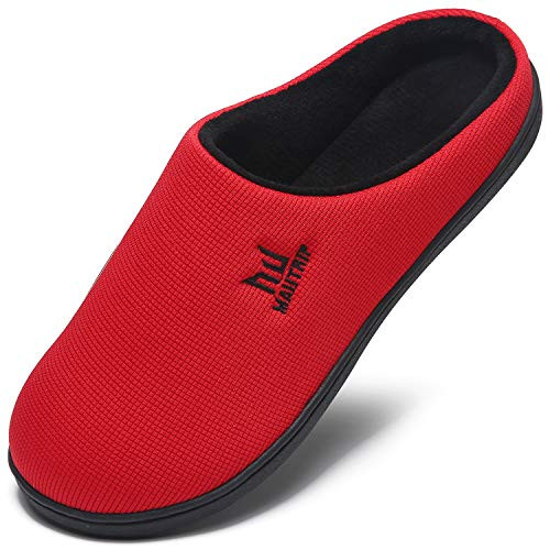 MAIITRIP Men s Memory Foam House Mule Slippers Indoor Outdoor Comfort Winter Warm Non Slip Slip On House Shoes for Men at HomeLightweight Slip Resistant Rubber SoleRedSize 7 8