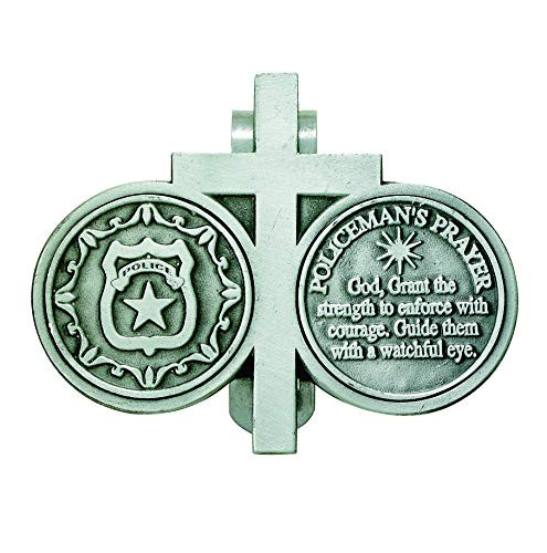 VILLAGE GIFT IMPORTERS Pewter Saint Michael Police Visor Clip Cross and Shield