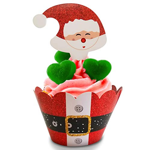 Supreona Christmas Cupcake Toppers Wrappers Santa Claus Xmas Party Cake Decoration Supreona Christmas Cupcake Toppers Wrappers Santa Claus Xmas Party Cake Decoration