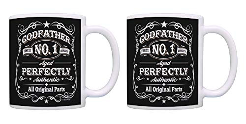 Godfather Birthday Present All Original Parts Godfather Mug 2 Pack Gift Coffee Mugs Tea Cups Black