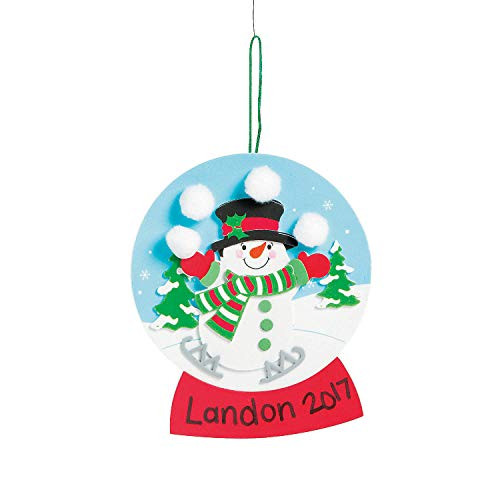 Foam Christmas Snow Globe Snowman Ornament Craft Kit-Makes 12