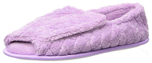 MUK LUKS Women s Micro Chenille Adjustable Open Toe Full Foot Slipper Lavender XLarge M US
