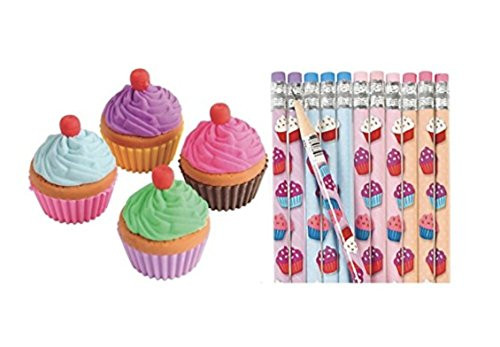 Nikki s Knick Knacks Cupcake Pencils and Erasers 24 Piece Set
