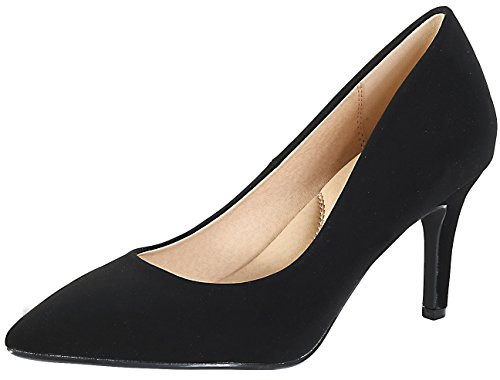 City Classified Super Cushioned Memory Foam Inner Sole Comfort Coenh Medium High Heel Pointy Toe Pump8 BM USBlack Nubuck