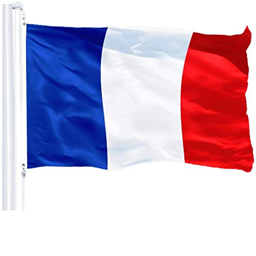 G128  France French Flag 3x5 ft Printed Brass Grommets 150D Quality Polyester Flag Indoor/Outdoor  Much Thicker More Durable Than 100D 75D Polyester