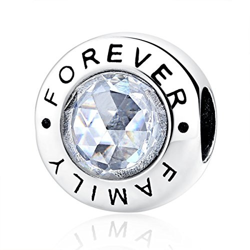 NINGAN Family Froever Big CZ Clear Charms 925 Sterling Silver Beads Fits European Charm Bracelets and Necklaces