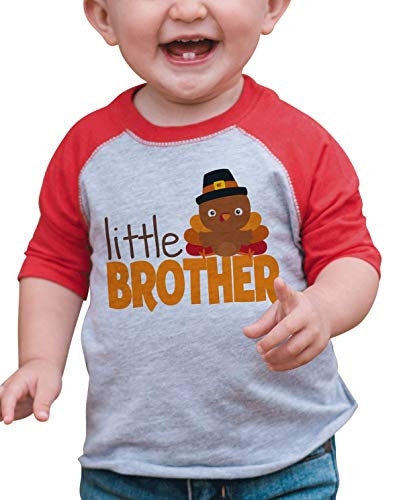 7 ate 9 Apparel Baby Boy s Little Brother Thanksgiving 2T Red Raglan