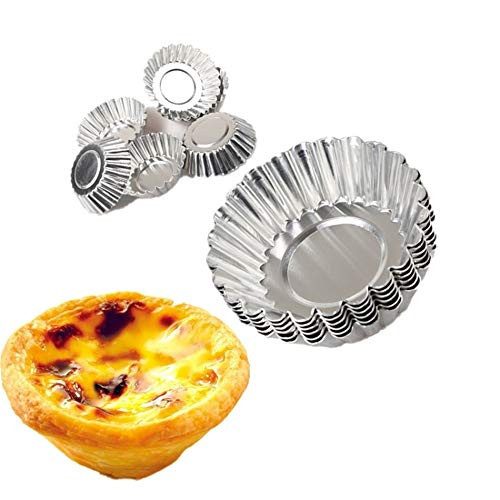 Reusable Egg Tart Molds  20Pcs Aluminum Cake Cookie Lined Mold Reusable Cupcake Mould Baking Tool Egg Tart Mold