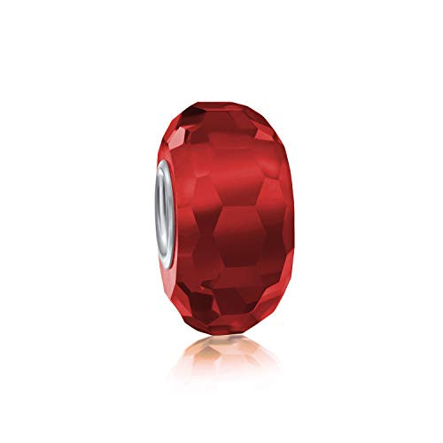 Faceted Translucent Murano Glass Red Charm Bead For Women For Teen Fits European Bracelet 925 Sterling Silver Faceted Translucent Murano Glass Red Charm Bead For Women For Teen Fits European Bracelet 925 Sterling Silver