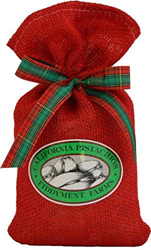 Fiddyment Farms 1 Lb Lightly Salted Pistachios in Red Burlap Bag
