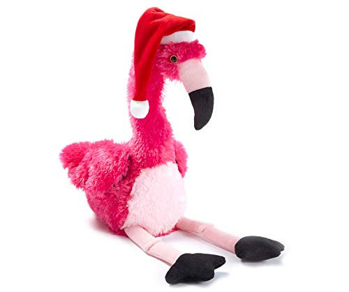 Winter Wonder Lane Animated Plush Flamingo Singing Dancing with Santa Hat Stuffed Animal Funny Gift
