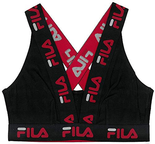 Fila Women s Logo Cotton CrossBack Sports Bra Black Medium