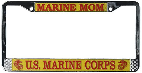 TAG FRAMES MILITARY Marine Mom US Marine Corps License Plate Frame Chrome Metal TAG FRAMES MILITARY Marine Mom US Marine Corps License Plate Frame Chrome Metal