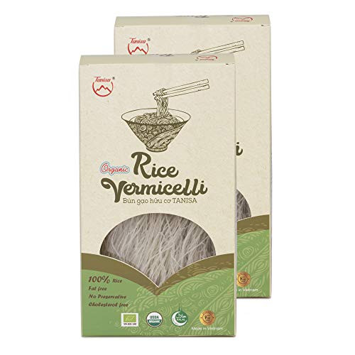 Tanisa ORGANIC Rice Vermicelli Noodles USDA Certified  gluten free 7 Oz/pack Vietnamese Bun ORGANIC White 2 packs