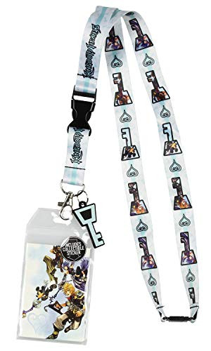 Disney Kingdom Hearts Lanyard ID Holder with Rubber Charm and Collectible Sticker