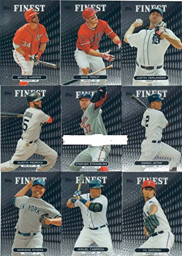 2013 Topps Finest Baseball Series Complete Mint 100 Card Set Loaded with Great Rookie Cards Including Yasiel Puig Manny Machado Plus Stars Including Bryce Harper Derek Jeter Plus