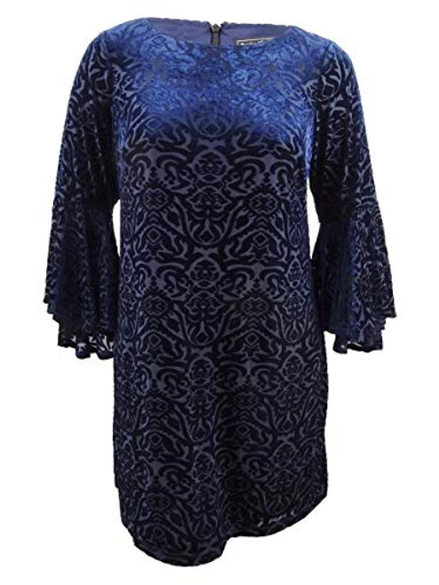 Jessica Howard Womens Plus Velvet Bell Sleeves Party Dress Navy 24W