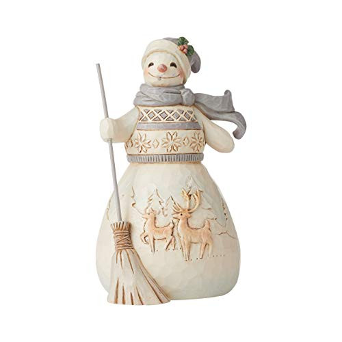 Enesco Jim Shore Heartwood Creek White Woodland Snowman/Broom Figurine Enesco Jim Shore Heartwood Creek White Woodland Snowman/Broom Figurine