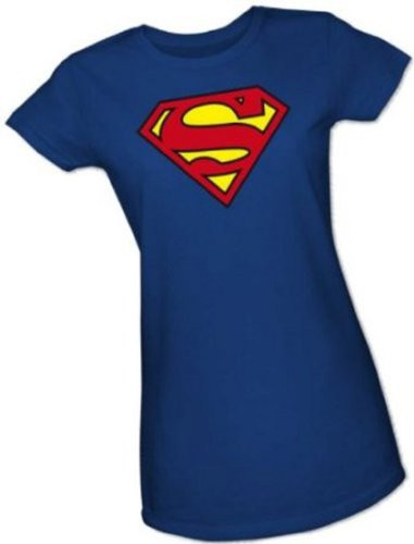 DC Comics Superman Classic Shield Crop Sleeve Fitted Juniors TShirt Medium
