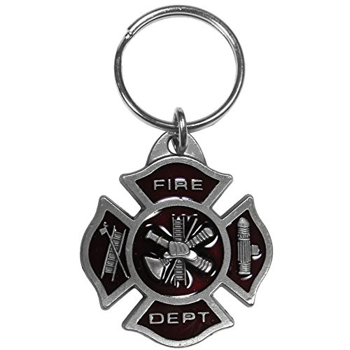Siskiyou Automotive Metal Key Chain Fire Department Maltese Cross Enameled Details