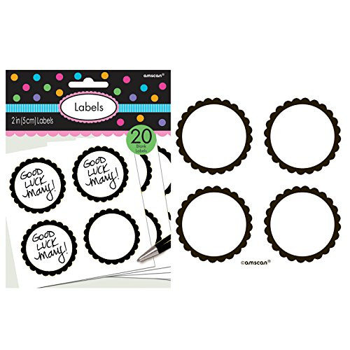amscan 5 Sheets Lovely Scalloped Party Labels 2  Black