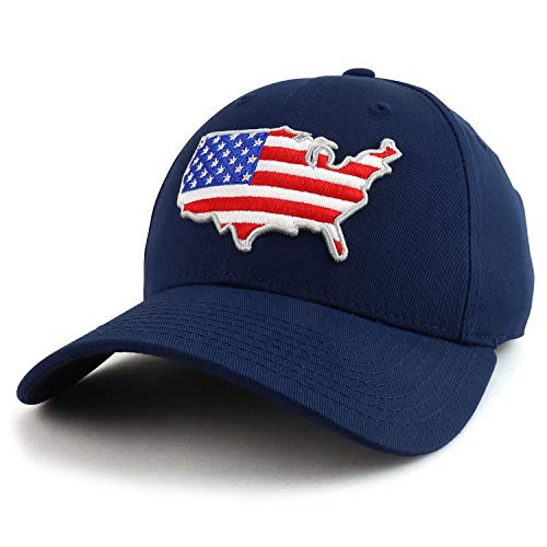 Rapid Dominance Low Profile 6 Panel American Flag Map Embroidered Baseball Cap  Navy