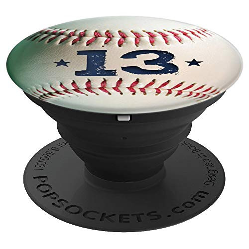 Baseball Softball Jersey Number 13 thirteen Unique Sports PopSockets Grip and Stand for Phones and Tablets
