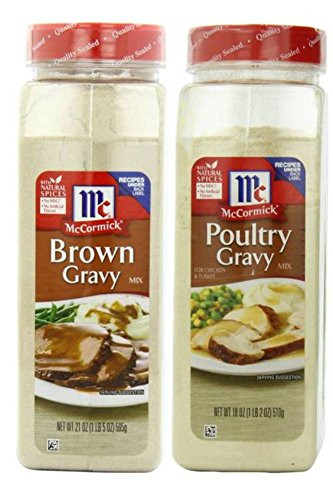 McCormick Gravy Mix Value Bundle  2 Items McCormick Brown Gravy 21 Ounce and McCormick Poultry Gravy 18 Ounce