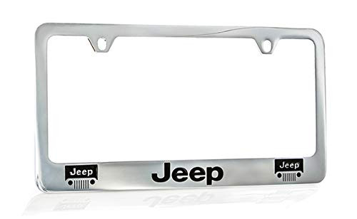 Jeep Logo Chrome Plated Metal License Plate Frame Holder