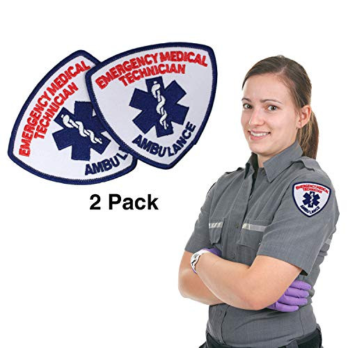 Emergency Medical Technician Ambulance Patch  Embroidered EMT Shoulder Badge  3 5 x 3 5 2 Pack