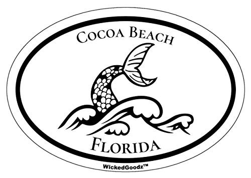 WickedGoodz Oval Cocoa Beach Mermaid Tail Vinyl Decal  Mermaid Bumper Sticker  Florida Beach Vacation Souvenir Gift