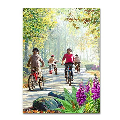 Cycling Family by The Macneil Studio 14x19Inch Canvas Wall Art