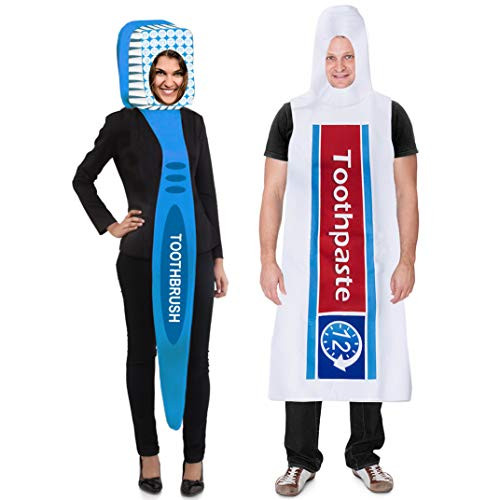 Couples Costumes  Toothbrush and Toothpaste Costume  2 Pc Set  Halloween Dress Up  Funny Costumes Tigerdoe