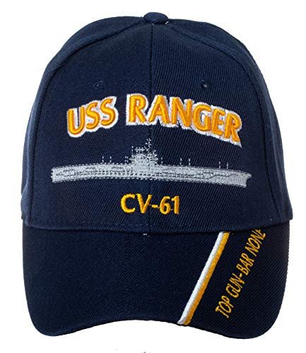 Officially Licensed United States Navy USS Ranger CV61 Embroidered Navy Blue Baseball Cap