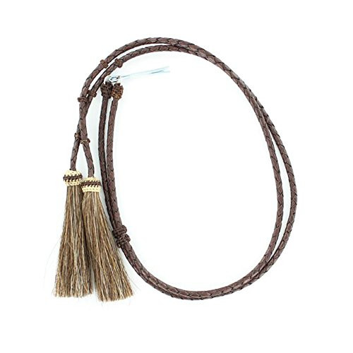 M  F Western Men s Braided Leather Horsehair Tassels Stampede String Brown O