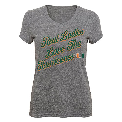NCAA by Outerstuff NCAA Miami Hurricanes Juniors  Real ladies  Short Sleeve Tee Dark Grey Heather XLarge1517