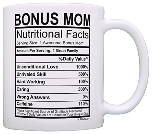 Mug for Stepmom Step Mom Nutritional Facts Label Funny Mug for Stepmom Coffee Mug Tea Cup White