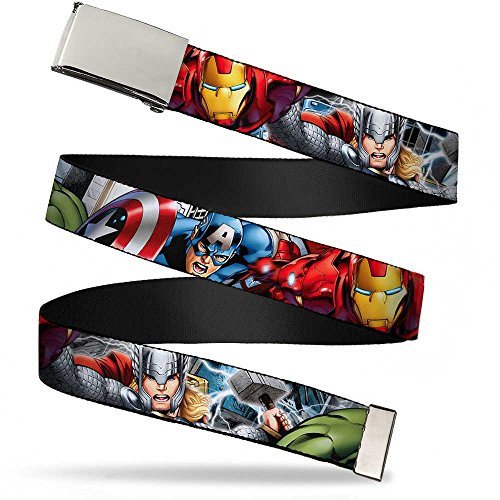 BuckleDown mens Buckledown Web Belt Avengers 1 25  Belt Multicolor 1 25  Wide  Fits up to 42  Pant Size