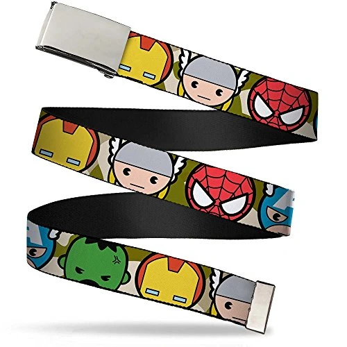 BuckleDown boys Buckledown Web Avengers 1 0  Belt Multicolor 1 0 Wide  Fits up to Kids Size 20 US