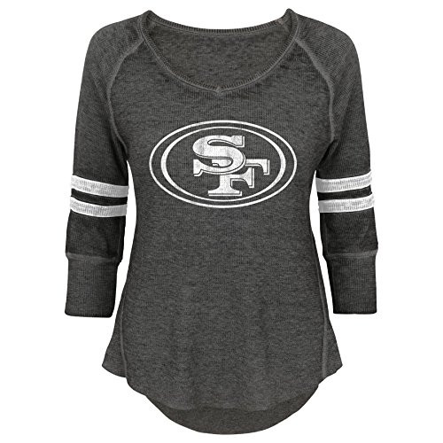 Outerstuff NFL Junior Girls Relaxed 3/4 Thermal Top San Francisco 49ers Black S35 Outerstuff NFL Junior Girls Relaxed 3/4 Thermal Top San Francisco 49ers Black S35